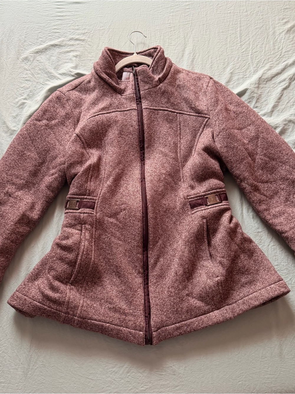 Liz Claiborne Dusty Rose Zip-Front Pea Coat
